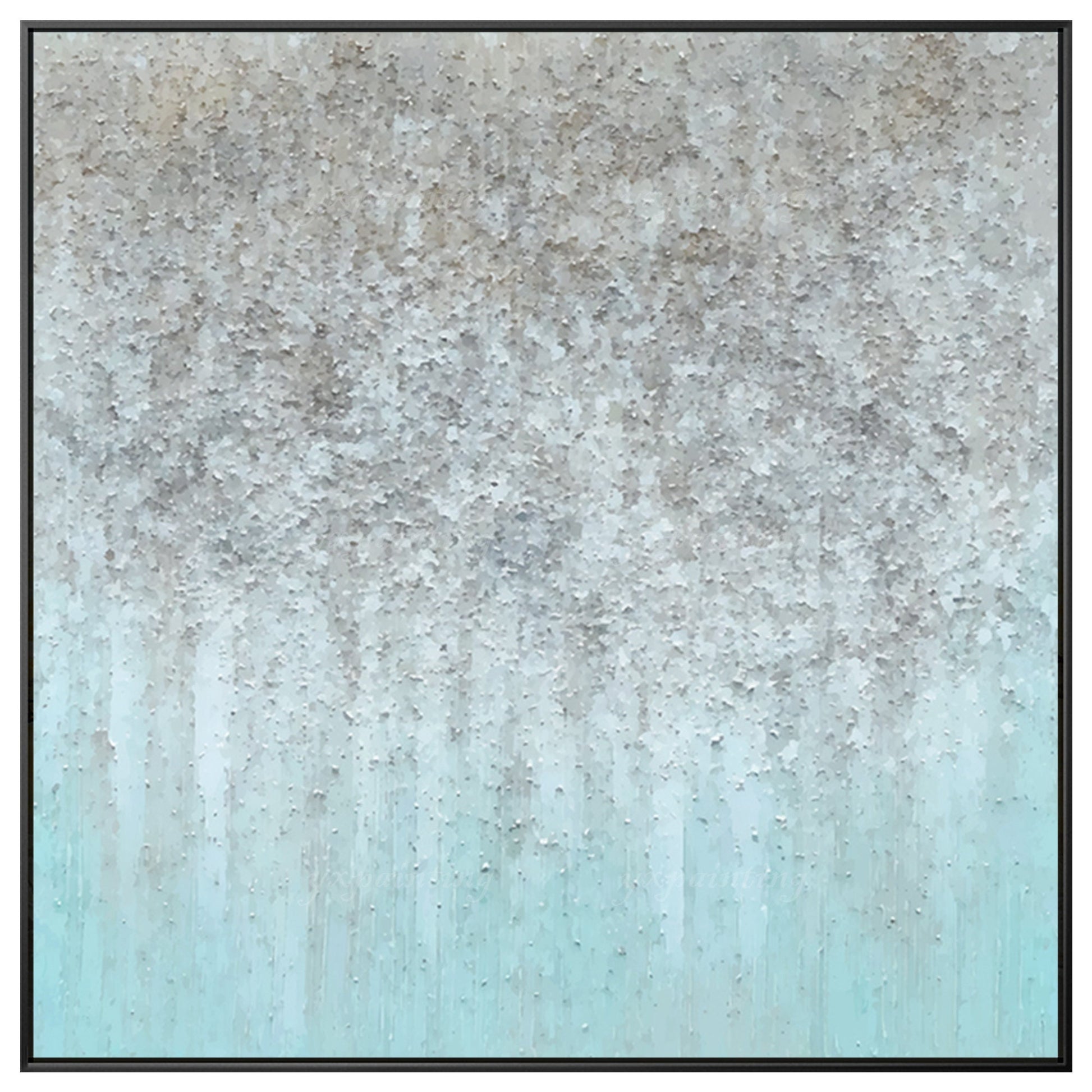 Teal Gray Stone Texture Painting: Minimalist Nordic Wall Art #8