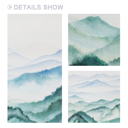 Teal Green Watercolor Mountain Landscape Painting: Extra Large Wall Art #3