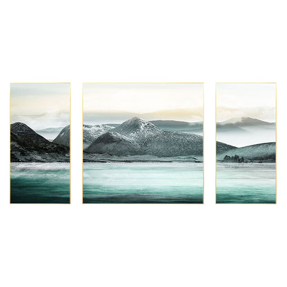 Teal Mountain Painting Set: Abstract Landscape Canvas Wall Art #7