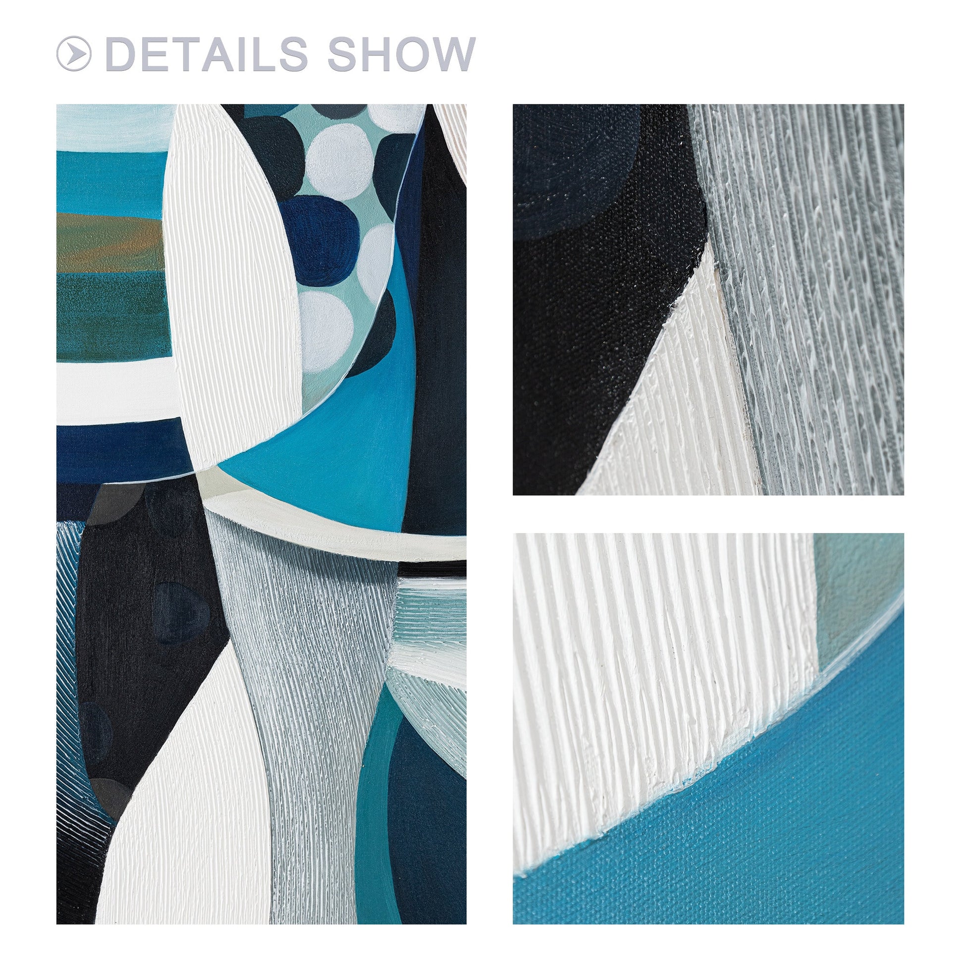 Teal Textured Geometric Painting: Vertical Abstract Canvas Art #4