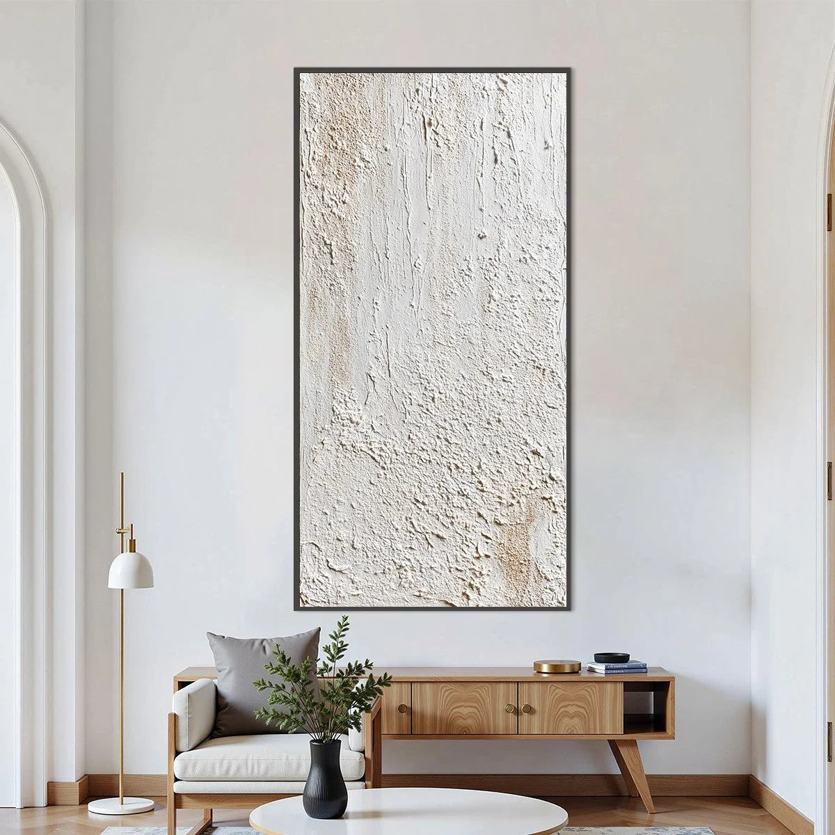 TERRA ALBA: Textured Wabi Sabi Minimalist Abstract Painting | Minimalist closeup, raised brushwork detail