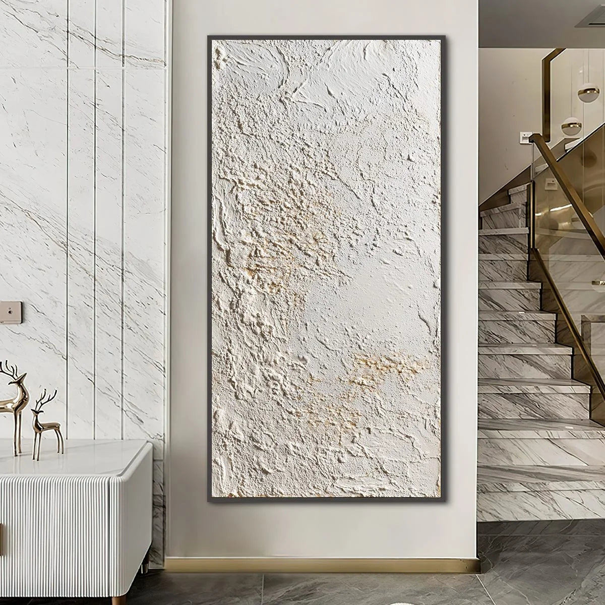 TERRA ALBA: Textured Wabi Sabi Minimalist Abstract Painting | Minimalist closeup, raised brushwork detail