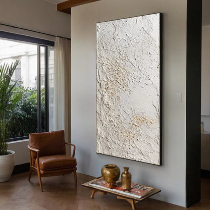 TERRA ALBA: Textured Wabi Sabi Minimalist Abstract Painting | Minimalist mood, soft natural light studio shot