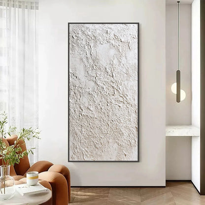 TERRA ALBA: Textured White Wabi Sabi Minimalist Painting | Minimalist closeup, raised brushwork detail