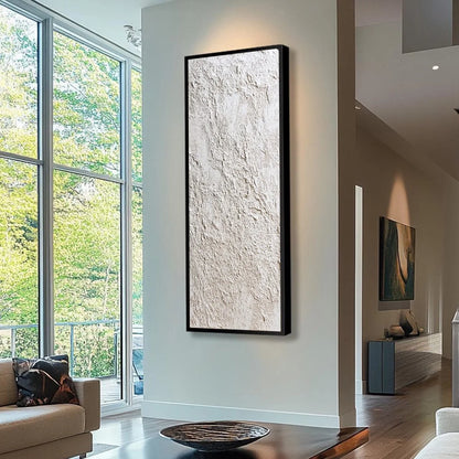 TERRA ALBA: Textured White Wabi Sabi Minimalist Painting | Minimalist mood, soft natural light studio shot