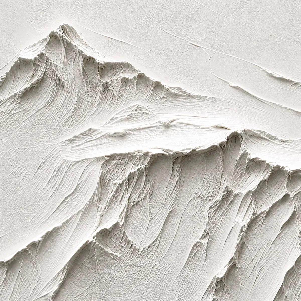 Terra Alba White Textured Mountain Oil Painting | square 20x20 inch format, canvas edge view