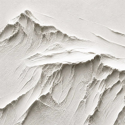 Terra Alba White Textured Mountain Oil Painting | square 20x20 inch format, canvas edge view