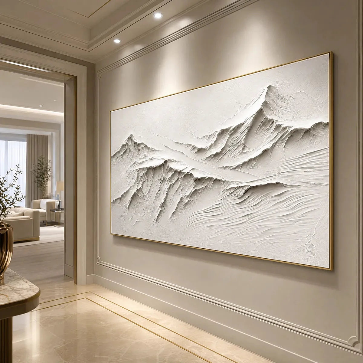 Terra Alba White Textured Mountain Oil Painting | rolled canvas unstretched, ready for framing