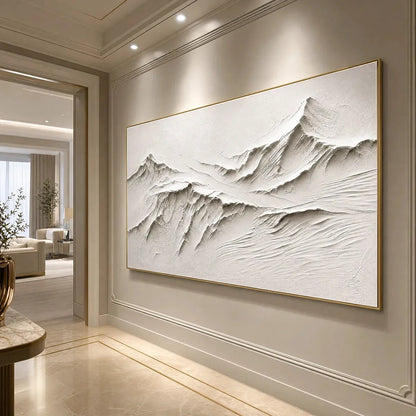Terra Alba White Textured Mountain Oil Painting | rolled canvas unstretched, ready for framing