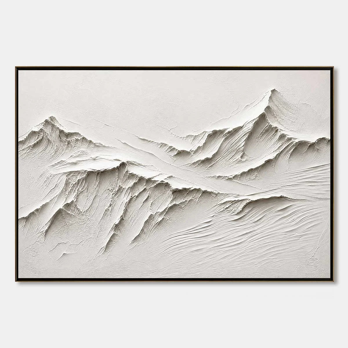 Terra Alba White Textured Mountain Painting | Abstract Wall Art impasto painting, hand-painted by UArtShow