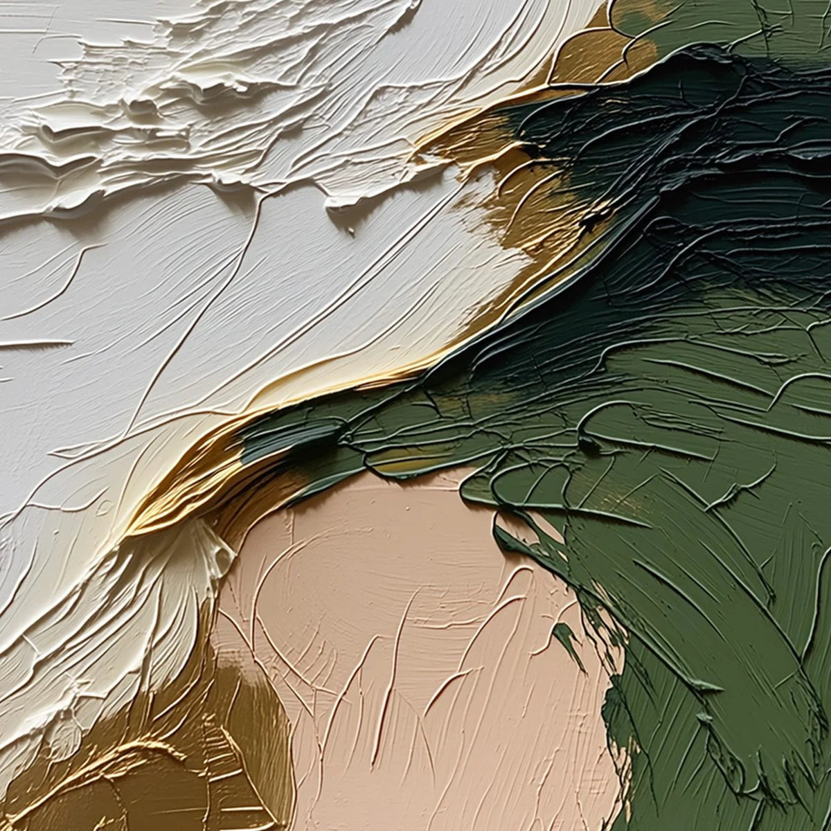 TERRA AUREA: Textured Abstract Impasto Painting in Green and Gold | rolled canvas, ready for custom framing