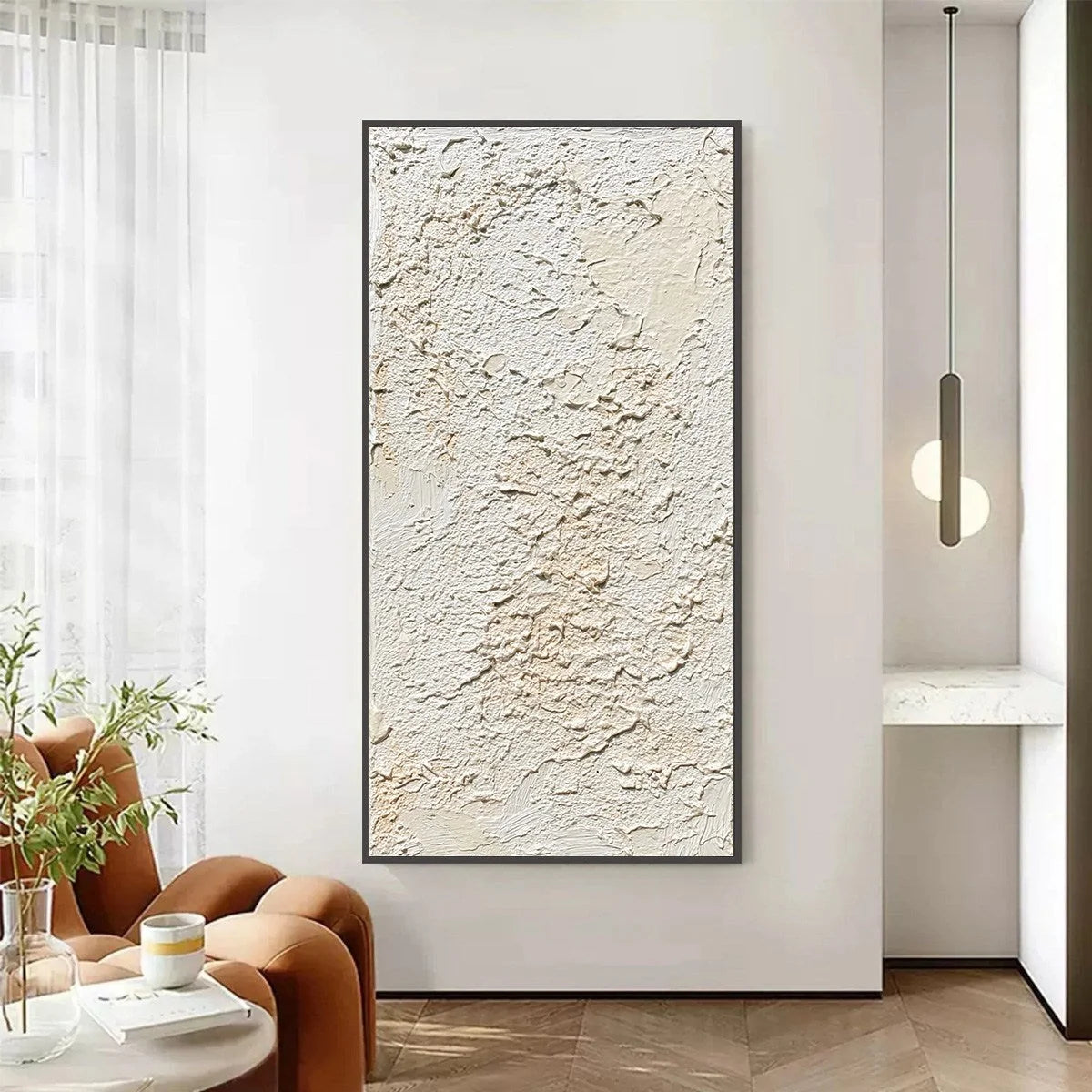 TERRA BLANCA: Heavy Texture Minimalist Wabi Sabi Painting | Minimalist closeup, raised brushwork detail