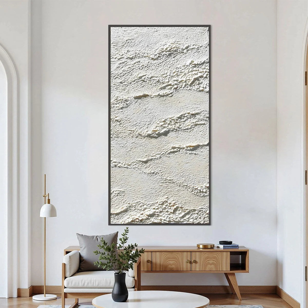 TERRA BLANCA: Minimalist Wabi Sabi Textured Abstract Painting | Minimalist closeup, raised brushwork detail