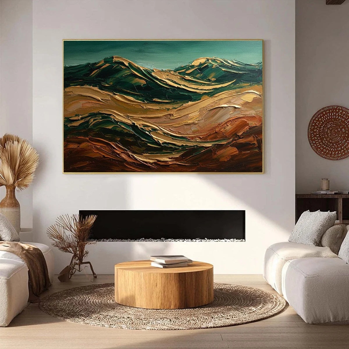TERRA DORATA: Textured Abstract Mountain Landscape Painting | Abstract closeup, raised brushwork detail