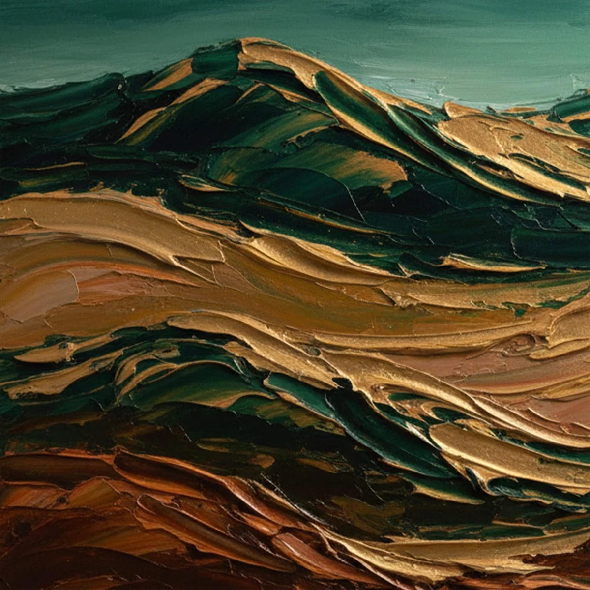 TERRA DORATA: Textured Abstract Mountain Landscape Painting | rectangular format, hand-painted canvas edge