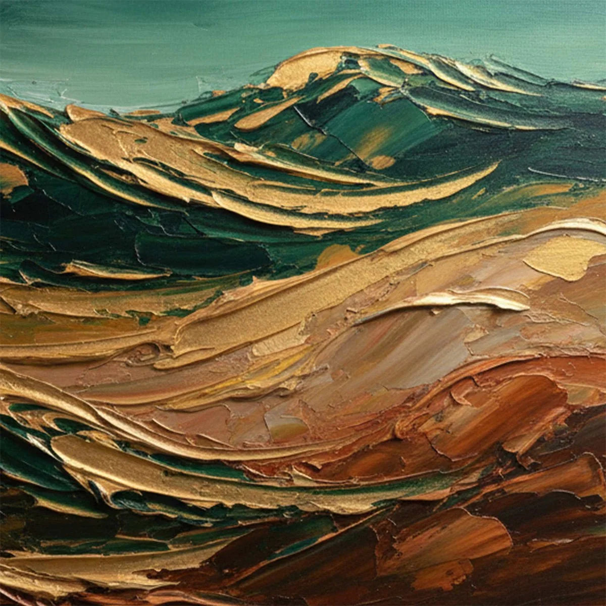 TERRA DORATA: Textured Abstract Mountain Landscape Painting | rolled canvas, ready for custom framing