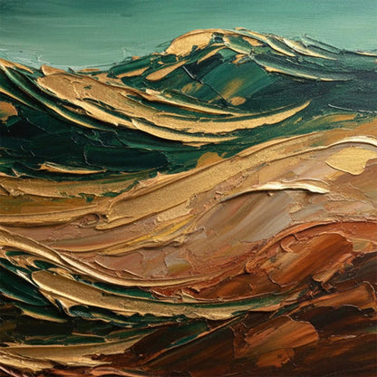 TERRA DORATA: Textured Abstract Mountain Landscape Painting | rolled canvas, ready for custom framing