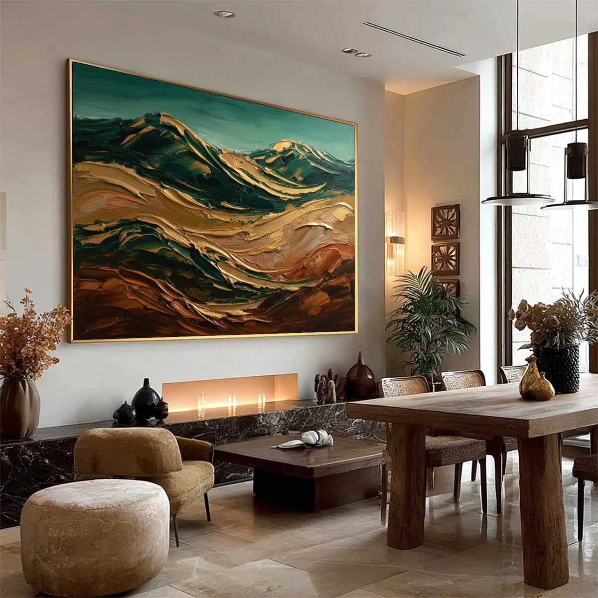 TERRA DORATA: Textured Abstract Mountain Landscape Painting | yellow palette, original oil on stretched canvas art
