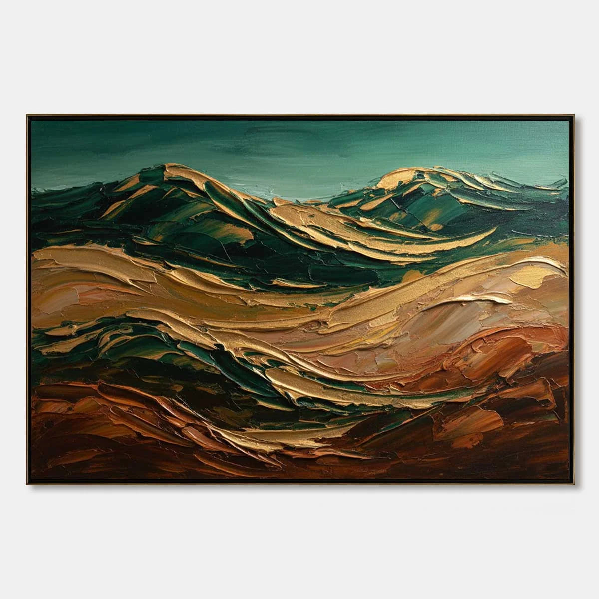 TERRA DORATA: Textured Abstract Mountain Landscape Painting | hanging in living room, Abstract wall art