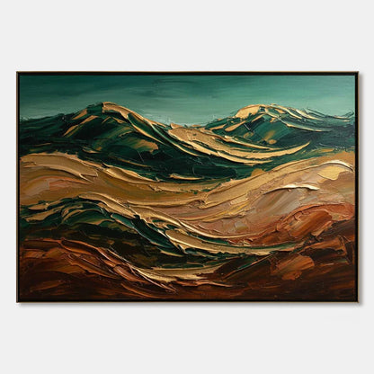 TERRA DORATA: Textured Abstract Mountain Landscape Painting | hanging in living room, Abstract wall art