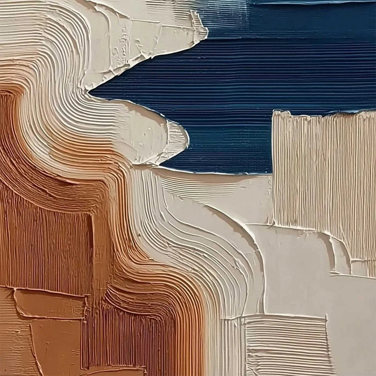 TERRA E MARE: Heavy Texture Abstract Coastal Landscape Painting | rolled canvas, ready for custom framing