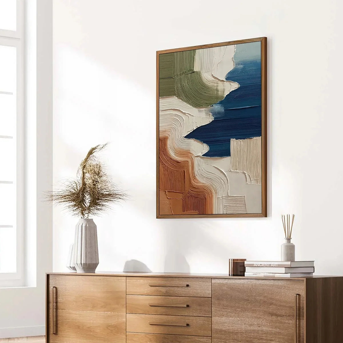 TERRA E MARE: Heavy Texture Abstract Coastal Landscape Painting | multi-color palette, original oil on stretched canvas art