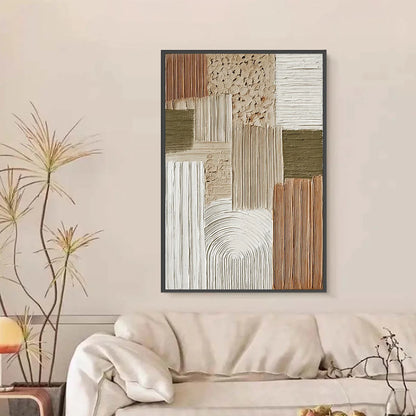 TERRA FIRMA: Heavily Textured Wabi Sabi Abstract Wall Art | black frame version on white wall