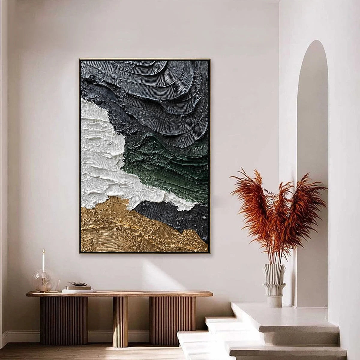 TERRA FIRMA: Heavily Textured Wabi Sabi Abstract Landscape Painting | Abstract closeup, raised brushwork detail