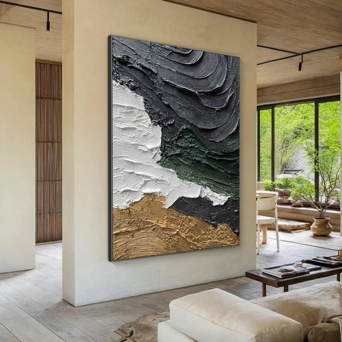 TERRA FIRMA: Heavily Textured Wabi Sabi Abstract Landscape Painting | Abstract mood, soft natural light studio shot