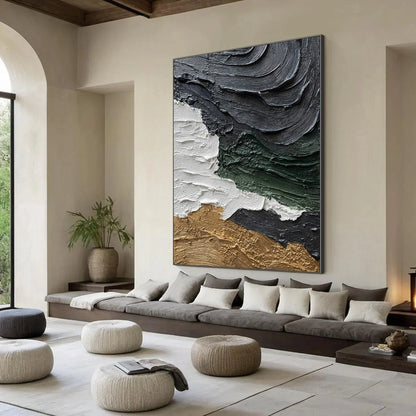 TERRA FIRMA: Heavily Textured Wabi Sabi Abstract Landscape Painting | multi-color palette, original oil on stretched canvas art