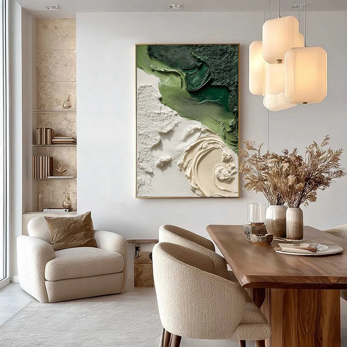 TERRA FIRMA: Heavily Textured Wabi Sabi Abstract Painting in Earth Tones | gold frame stretched on neutral wall