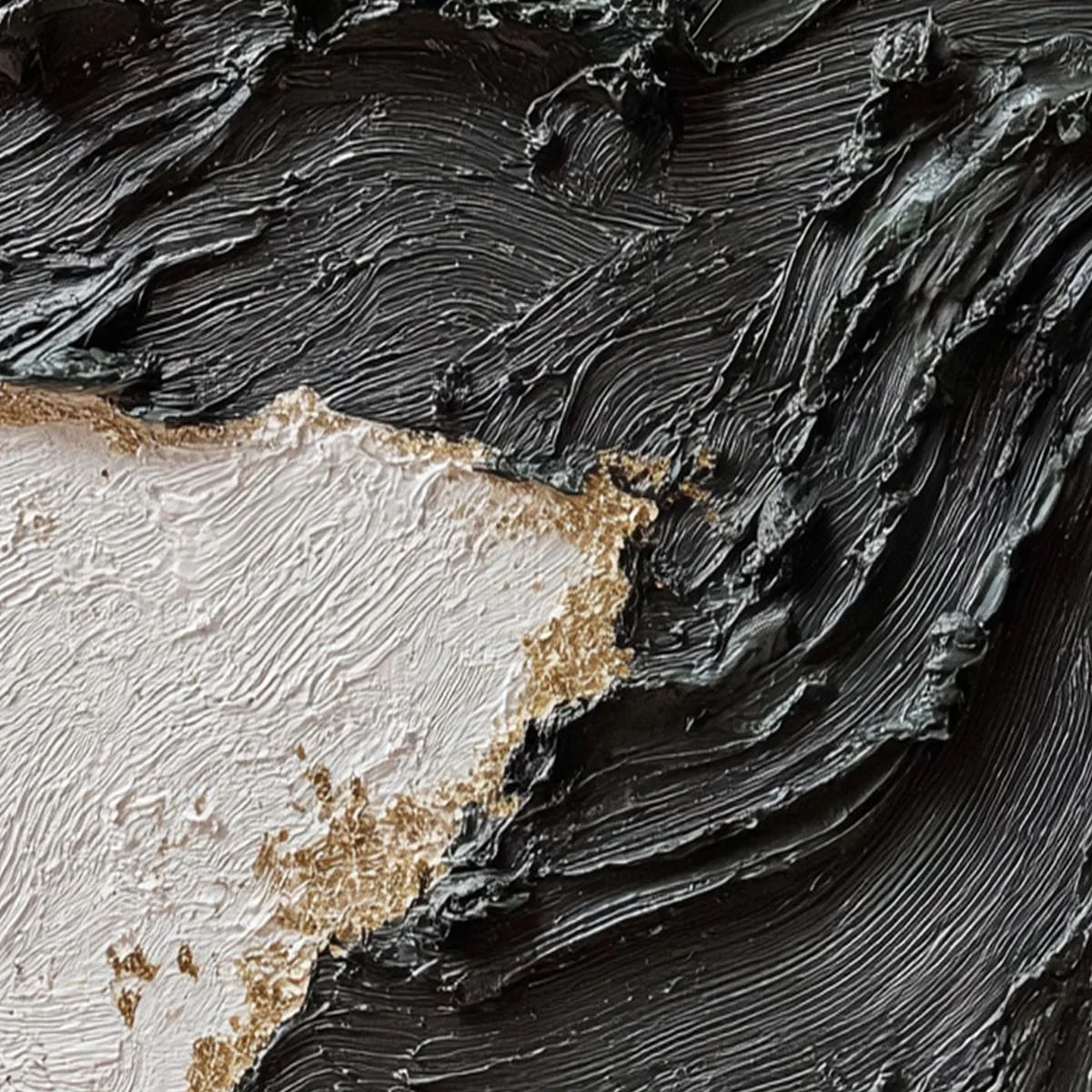 TERRA FIRMA: Heavy Texture Wabi Sabi Abstract Painting with Gold Leaf | rectangular format, hand-painted canvas edge
