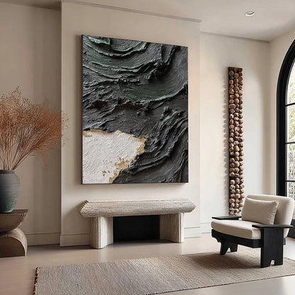 TERRA FIRMA: Heavy Texture Wabi Sabi Abstract Painting with Gold Leaf | yellow palette, original oil on stretched canvas art