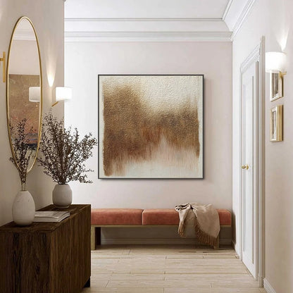 TERRA FIRMA: Heavy Textured Wabi Sabi Abstract Painting | black frame version on white wall