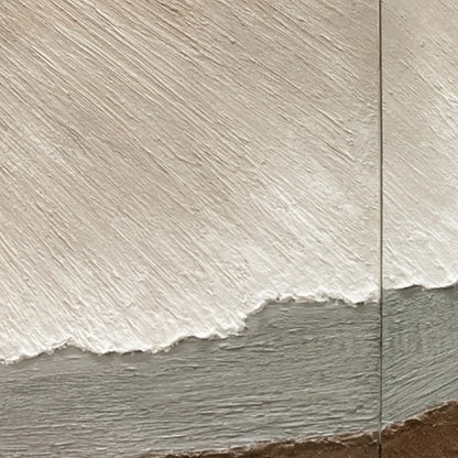 TERRA FIRMA: Textured Abstract Earth Tones Triptych Painting | black frame version on white wall