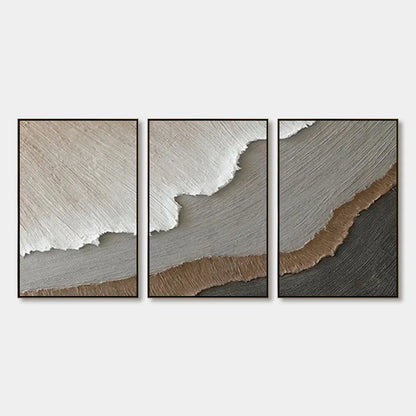 TERRA FIRMA: Textured Abstract Earth Tones Triptych Painting | hanging in living room, Abstract wall art
