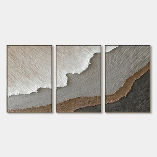 TERRA FIRMA: Textured Abstract Earth Tones Triptych Painting | hanging in living room, Abstract wall art