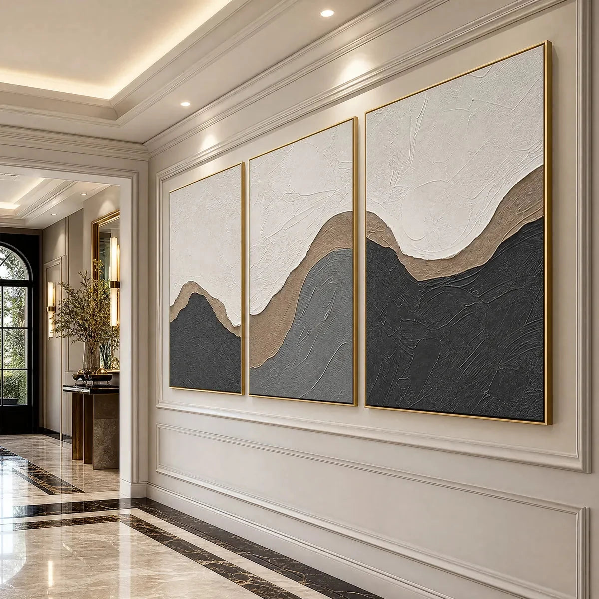 TERRA FIRMA: Textured Minimalist Abstract Earth-Tone Triptych | rolled canvas, ready for custom framing