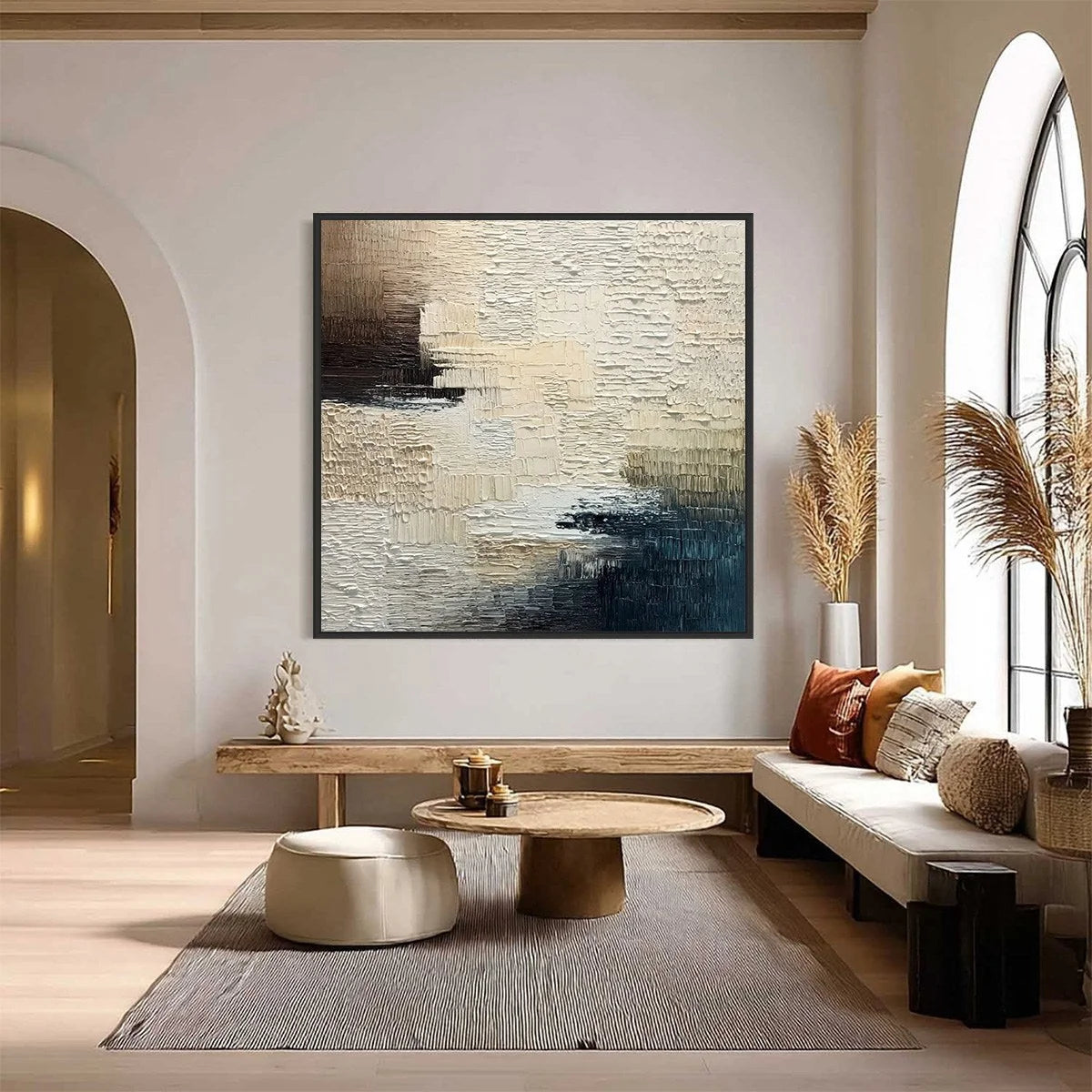 TERRA FIRMA: Textured Neutral Abstract Impasto Painting | Abstract closeup, raised brushwork detail