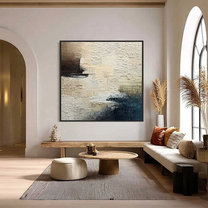 TERRA FIRMA: Textured Neutral Abstract Impasto Painting | Abstract closeup, raised brushwork detail