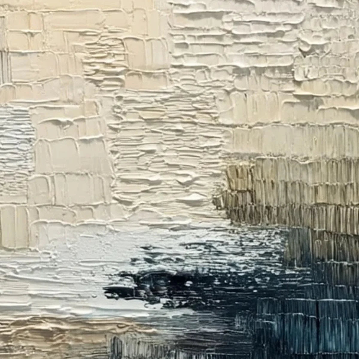 TERRA FIRMA: Textured Neutral Abstract Impasto Painting | rectangular format, hand-painted canvas edge