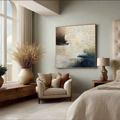 TERRA FIRMA: Textured Neutral Abstract Impasto Painting | multi-color palette, original oil on stretched canvas art