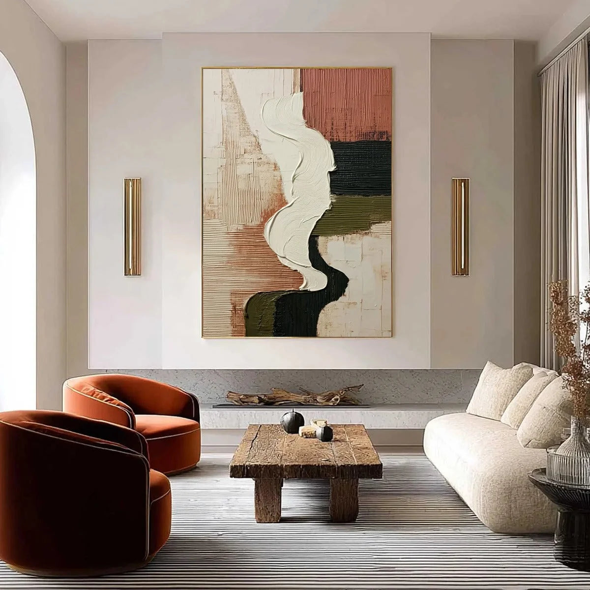 TERRA FIRMA: Textured Wabi Sabi Abstract Art in Earth Tones | Abstract closeup, raised brushwork detail