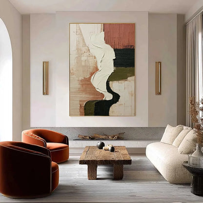 TERRA FIRMA: Textured Wabi Sabi Abstract Art in Earth Tones | Abstract closeup, raised brushwork detail