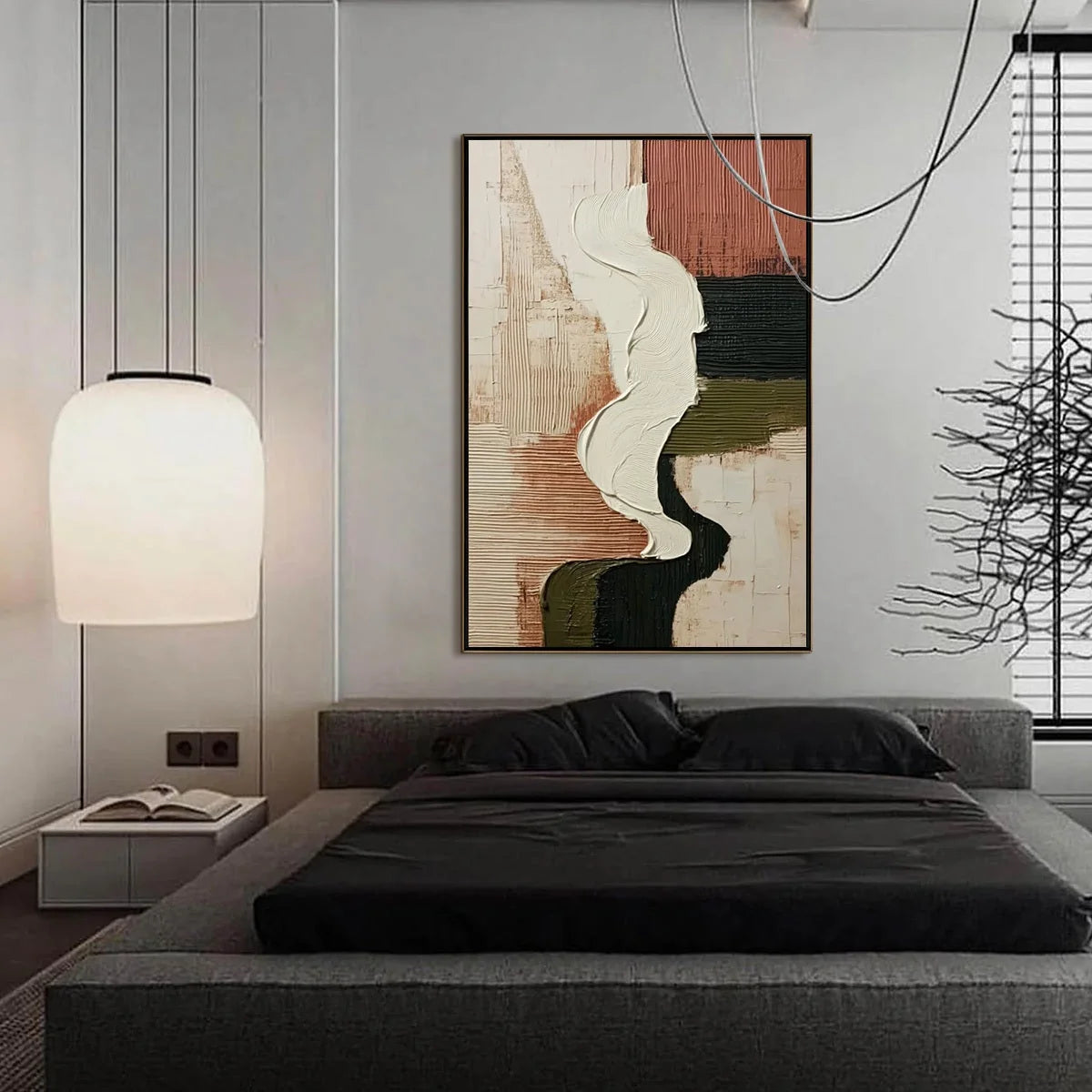 TERRA FIRMA: Textured Wabi Sabi Abstract Art in Earth Tones | gold frame stretched on neutral wall