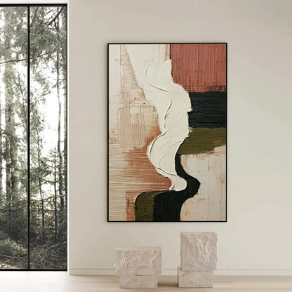 TERRA FIRMA: Textured Wabi Sabi Abstract Art in Earth Tones | black frame version on white wall