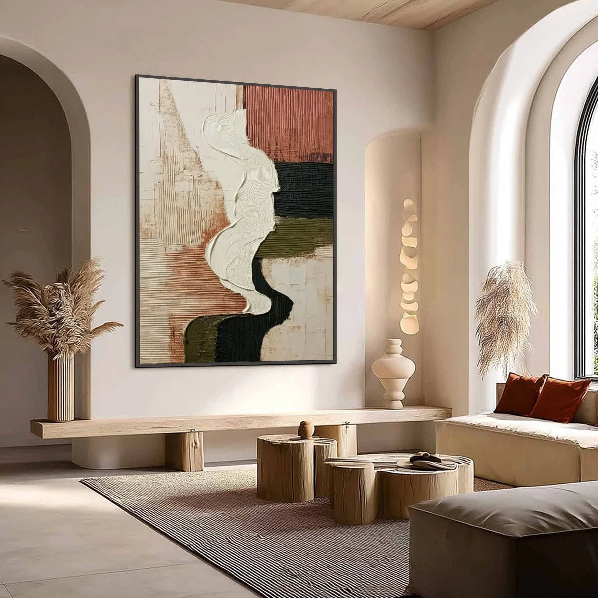 TERRA FIRMA: Textured Wabi Sabi Abstract Art in Earth Tones | Abstract mood, soft natural light studio shot