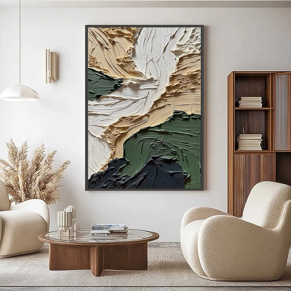 TERRA FIRMA: Textured Wabi Sabi Abstract Landscape Painting | Abstract closeup, raised brushwork detail