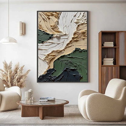 TERRA FIRMA: Textured Wabi Sabi Abstract Landscape Painting | Abstract closeup, raised brushwork detail