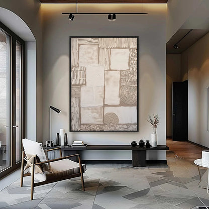 TERRA FIRMA: Textured Wabi-Sabi Abstract Painting for Modern Interiors | Abstract closeup, raised brushwork detail